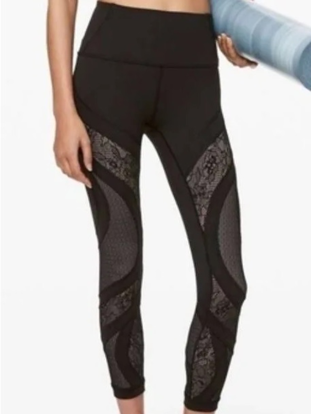 Lululemon Wunder Under 25” Lace Panel Black Size 8